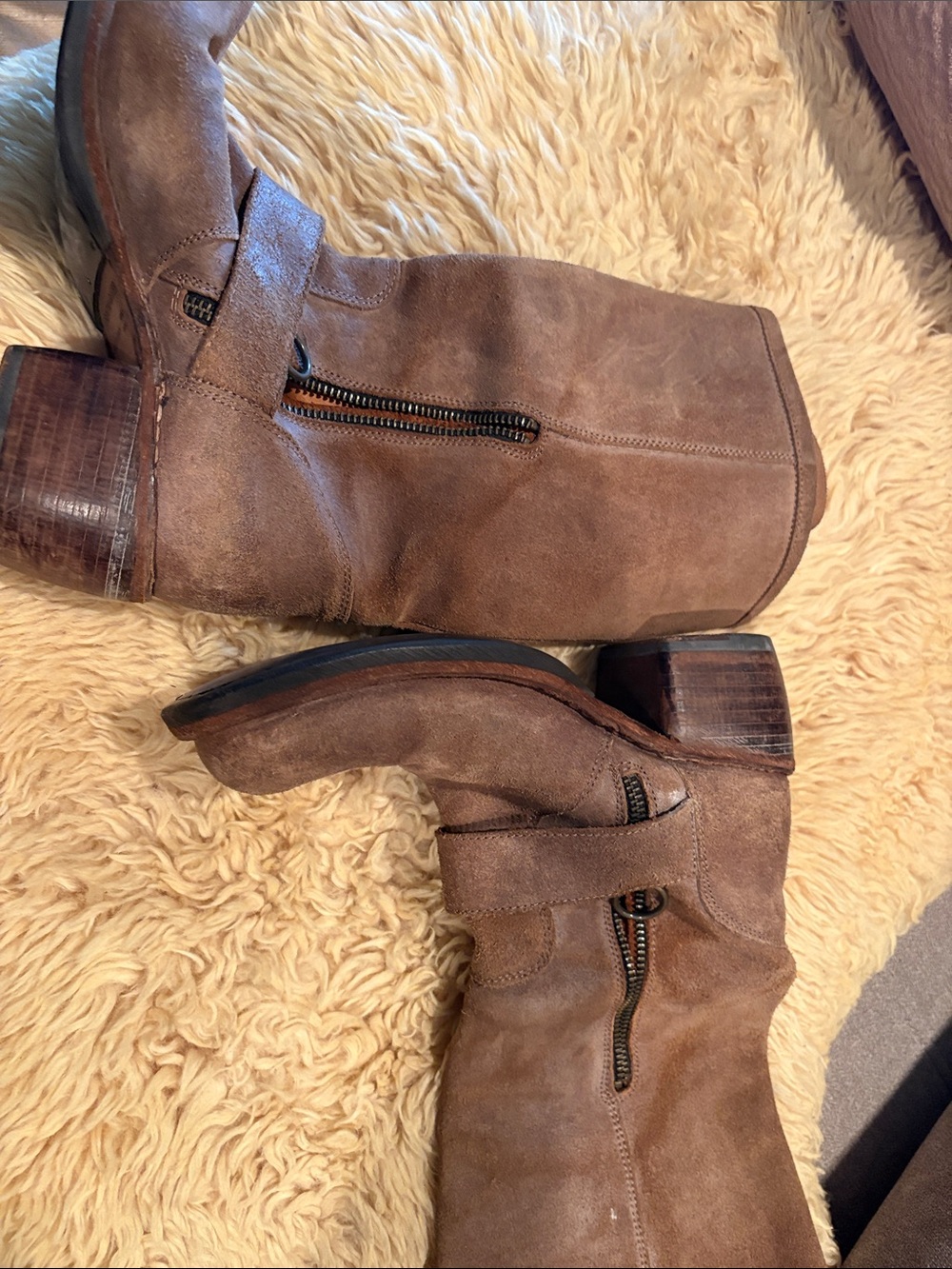 Fiorentini + Baker Brown Suede Mid-Calf Buckle Heeled Boots - Picture 5 of 5